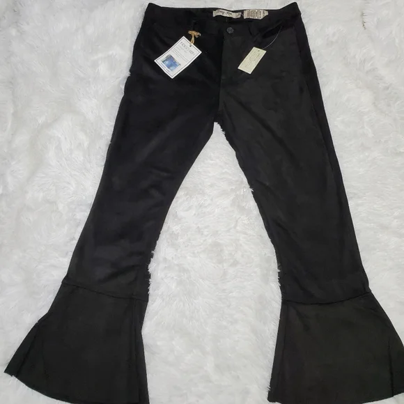 NWT!! INDIGO REIN BLACK VELVET SMOOTH MEDIUM RISE FUT & FLARE BELL BOTTOMS! - Picture 4 of 16